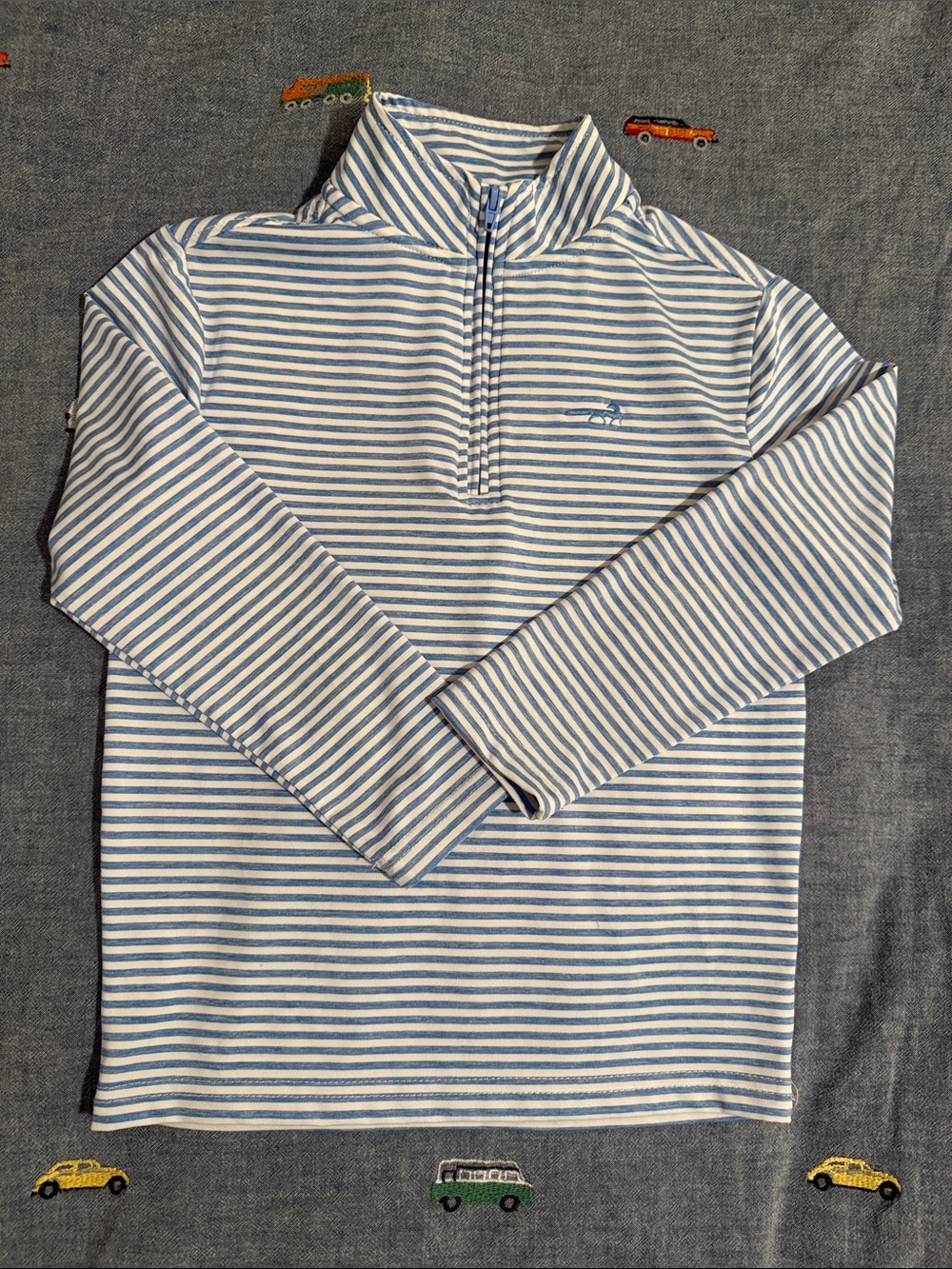 Class Club Blue and White Striped Quarter-Zip Sweater